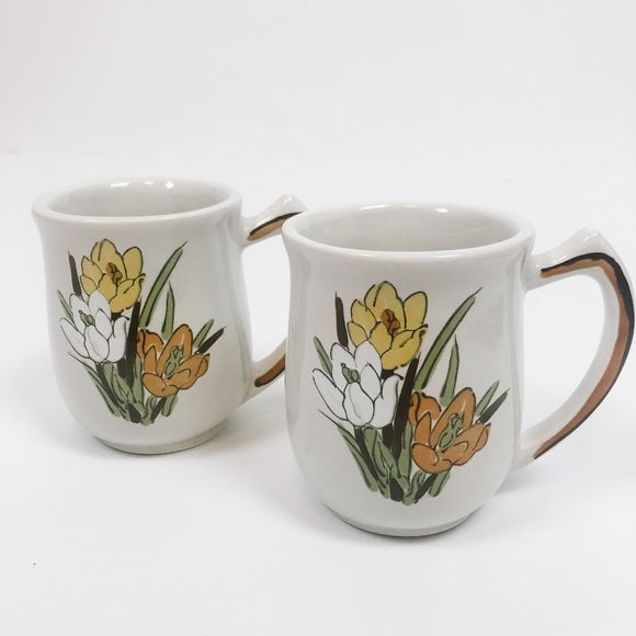 vintage Other - Vintage Boho Floral Ceramic Mug Set